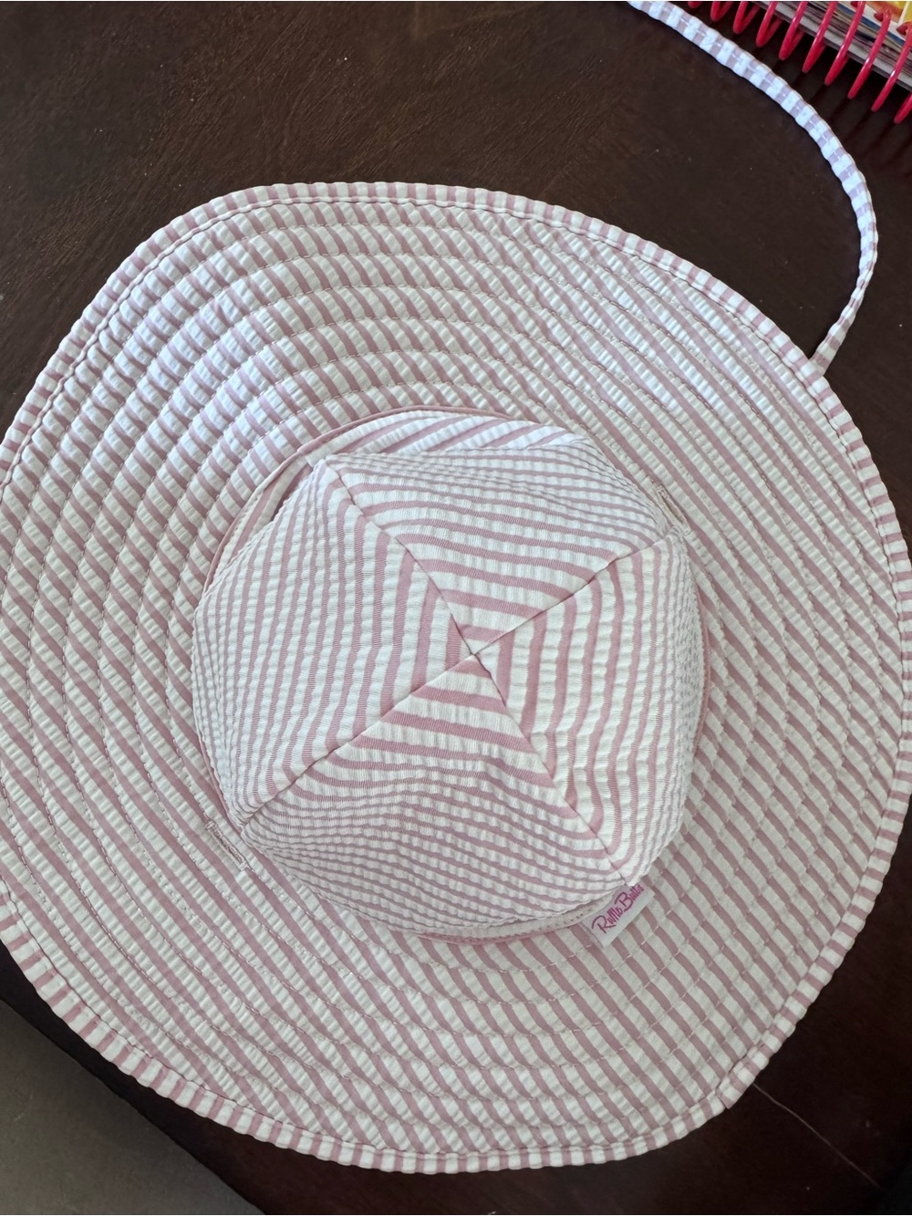 Ruffle Butts Pink and White Striped Sun Hat